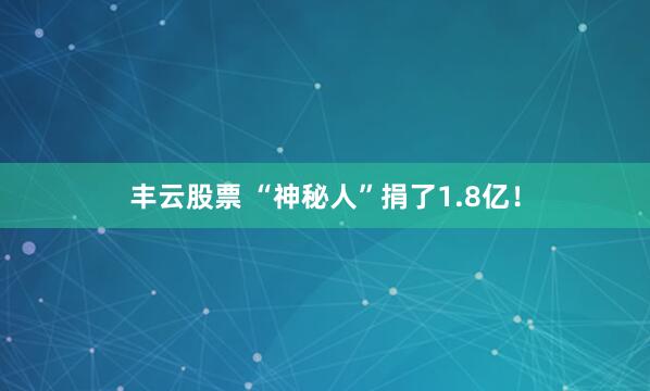 丰云股票 “神秘人”捐了1.8亿！